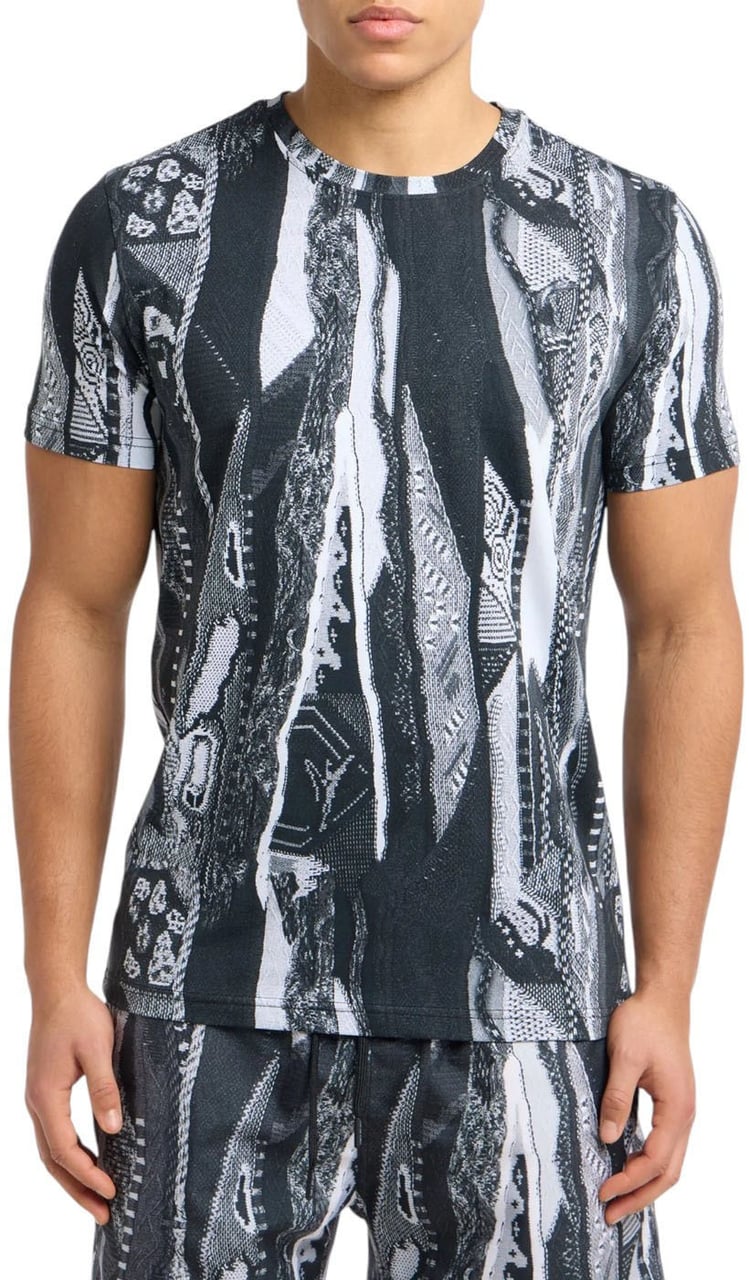 Carlo Colucci Knit Print T-shirt Black Zwart