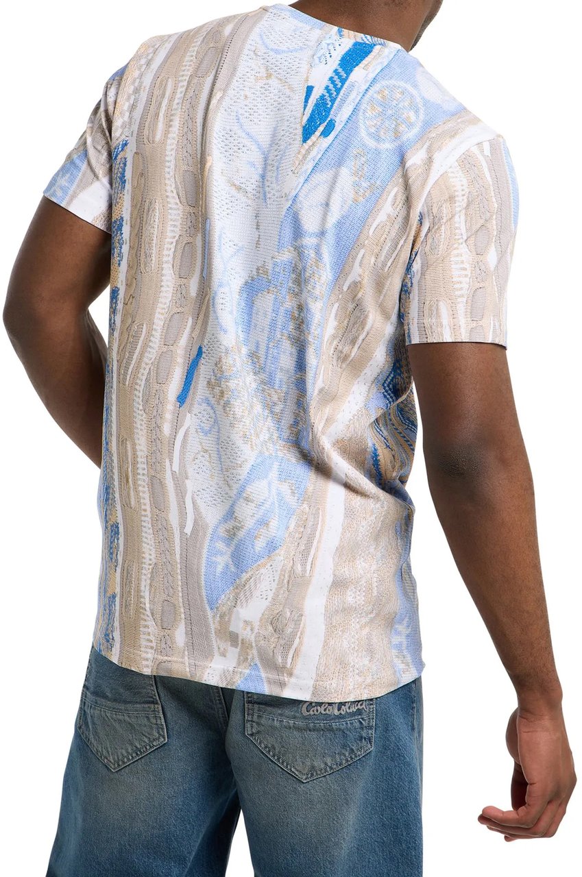 Carlo Colucci Knit Print T-shirt Beige Blue Beige