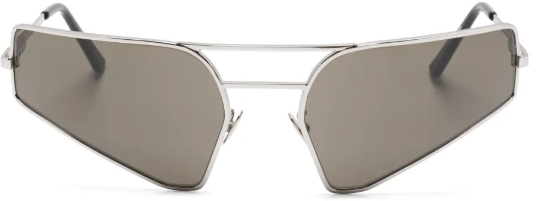 Rick Owens Sunglasses Prong Silver Temple/black Lens Zwart