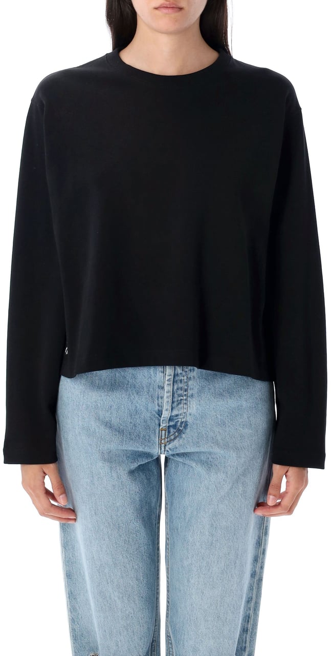 Ralph Lauren Ls Tshirt Heavy Cotton Crop Nero Zwart