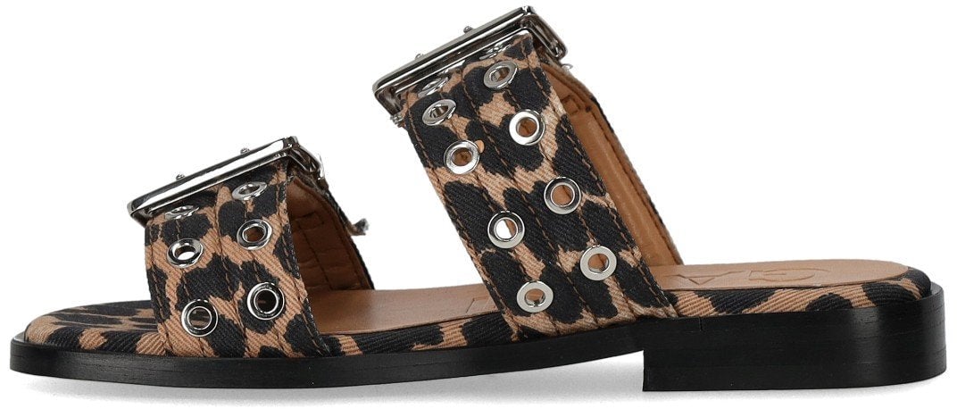 Ganni Dames Buckle Two-Strap Sandal Beige Beige