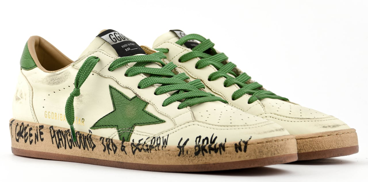 Golden Goose Ball Star White Green Wit