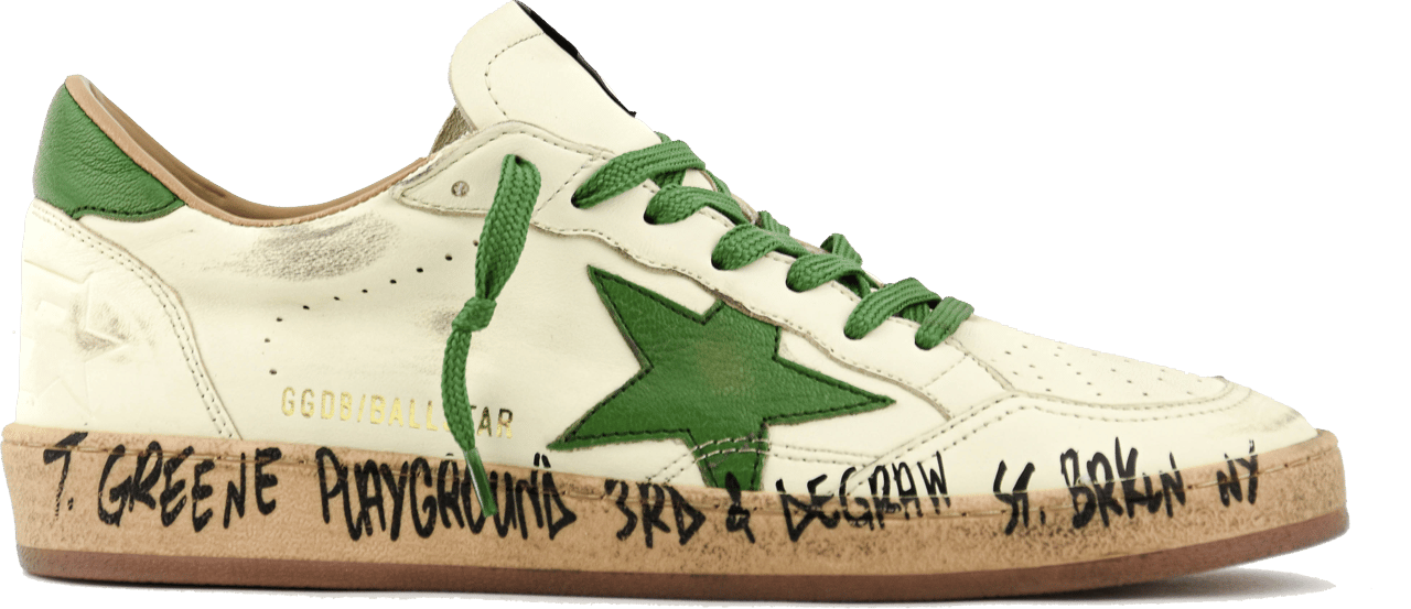 Golden Goose Ball Star White Green Wit