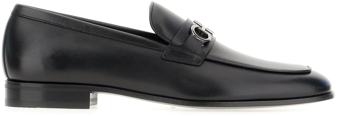 Ferragamo Ferragamo Black leather Balty loafers Zwart