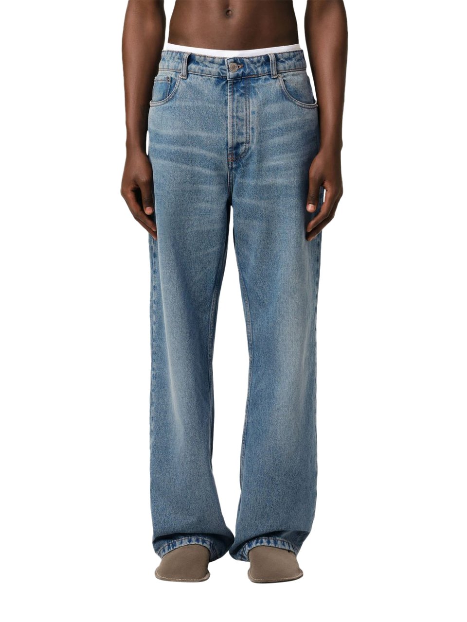 AMI Paris LOOSE/LARGE LARGE FIT JEANS USED BLUE Blauw