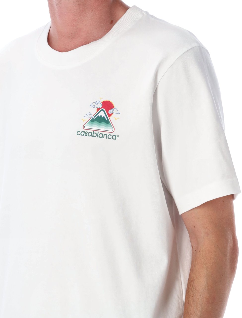 Casablanca Heren Montagne Ondulée T-Shirt Wit Wit