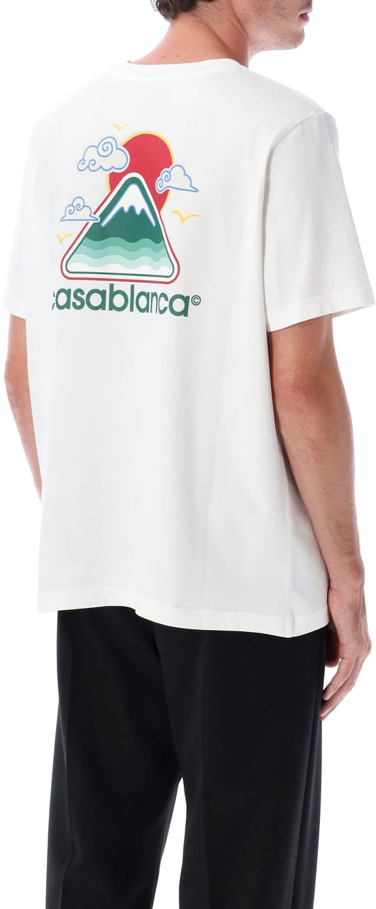 Casablanca Heren Montagne Ondulée T-Shirt Wit Wit