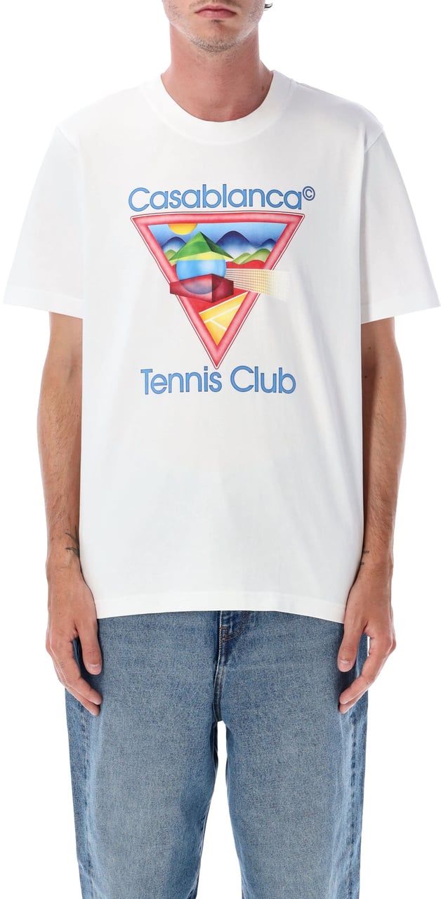 Casablanca Tennis Club Icon Printed T-Shirt Bianco Wit