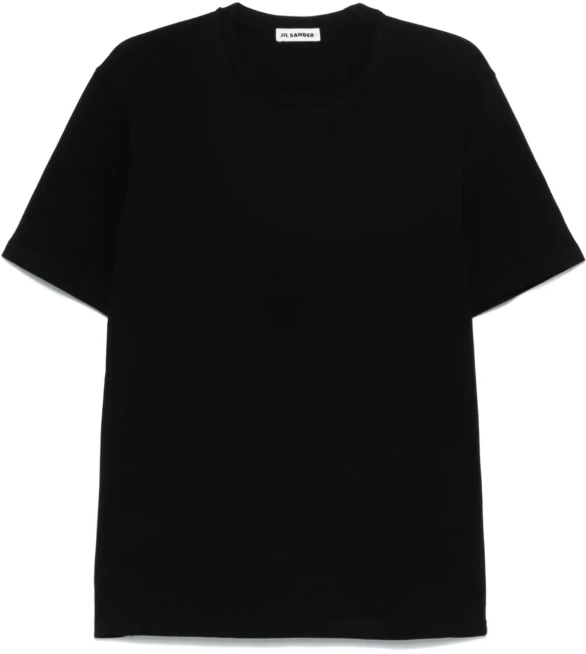 Jil Sander Leather Logo Back Patch T-shirt Black Zwart