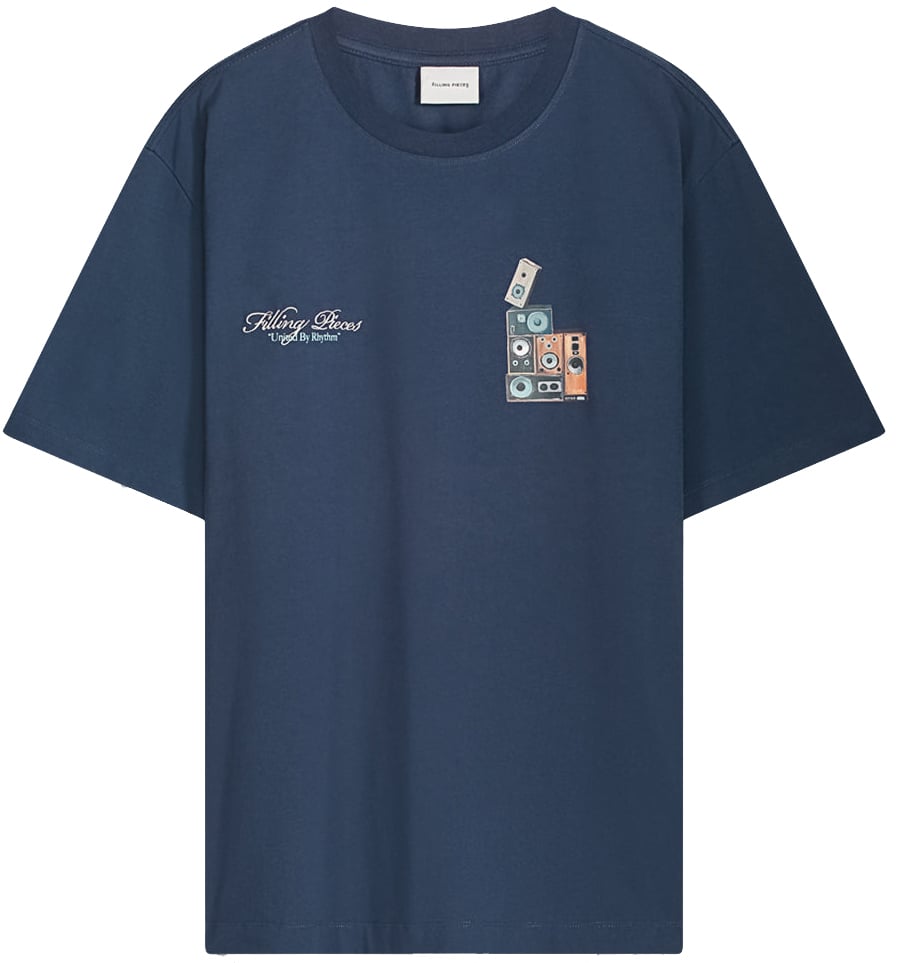 Filling Pieces T-shirt Speaker Wall Navy Blauw