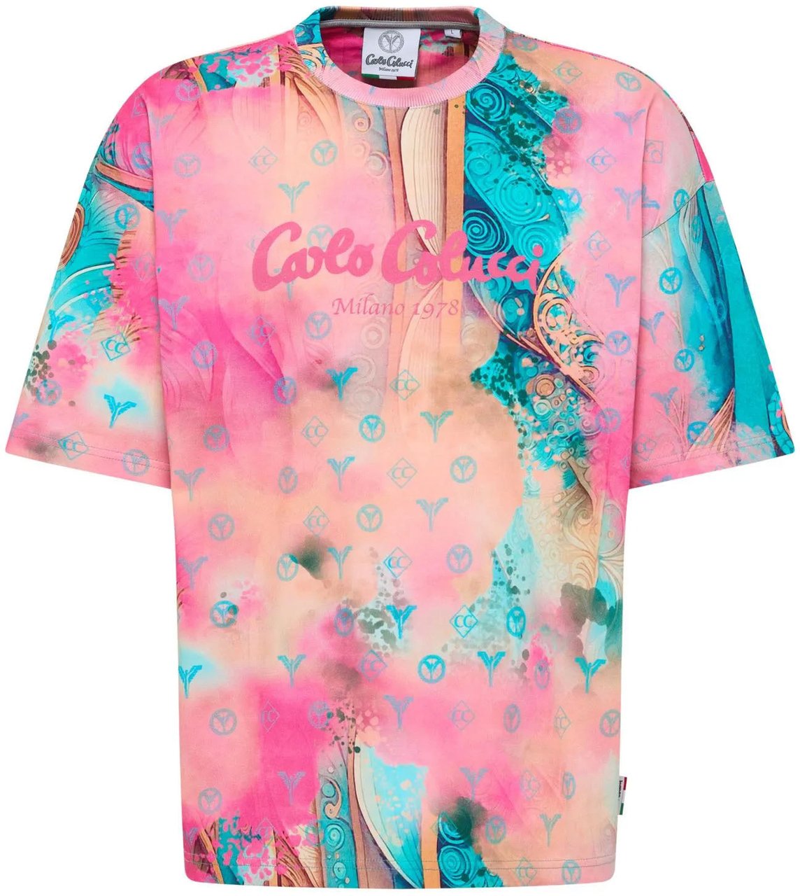 Carlo Colucci Oversized Ornament Tee Pink Roze