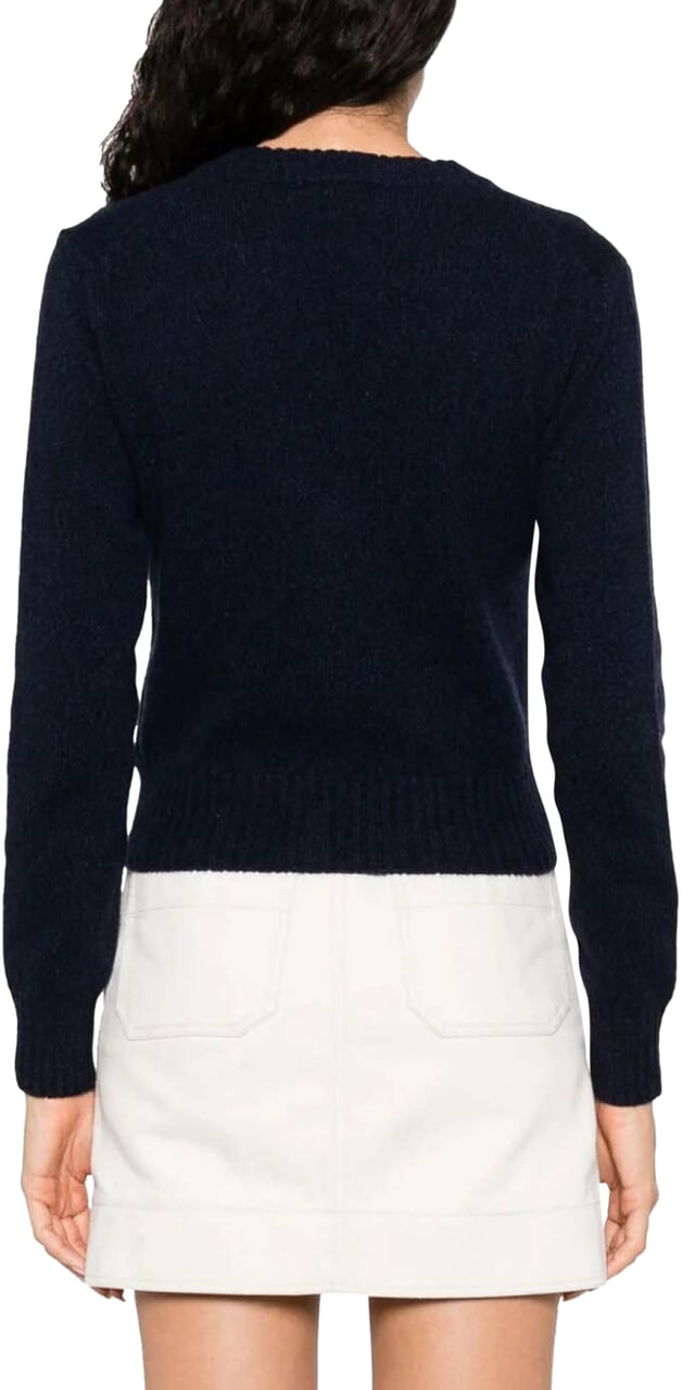 AMI Paris De Coeur Logo Cashmere Cardigan Blauw