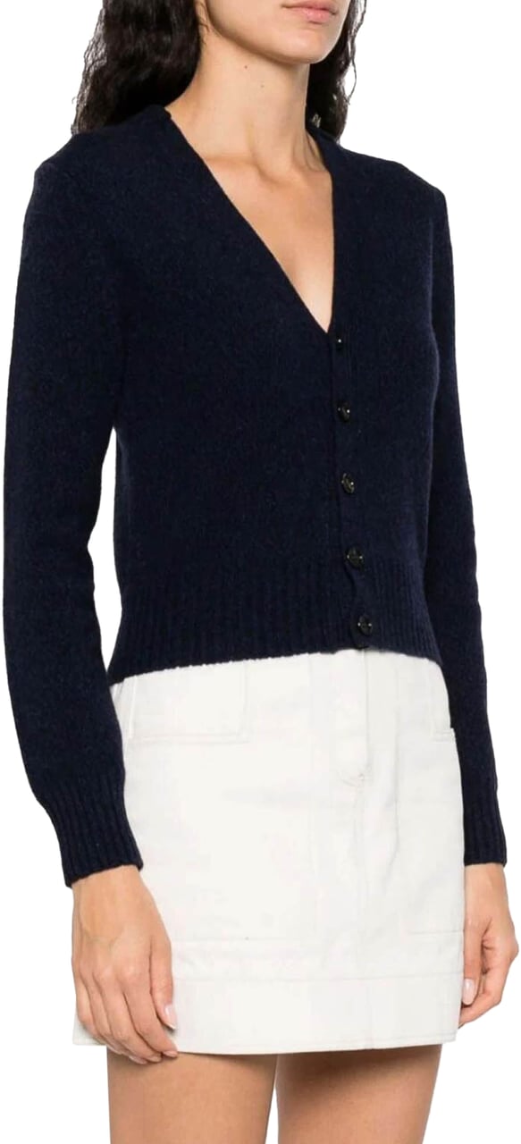 AMI Paris De Coeur Logo Cashmere Cardigan Blauw