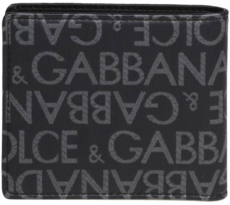 Dolce & Gabbana Dolce & gabbana wallet in jacquard fabric with logo Zwart
