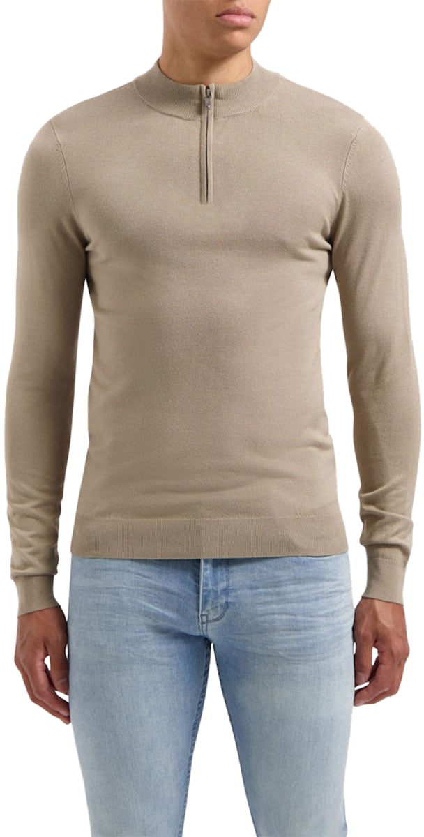 Pure Path Pure Path Essential Knitwear Half Zip Sweater Taupe Taupe