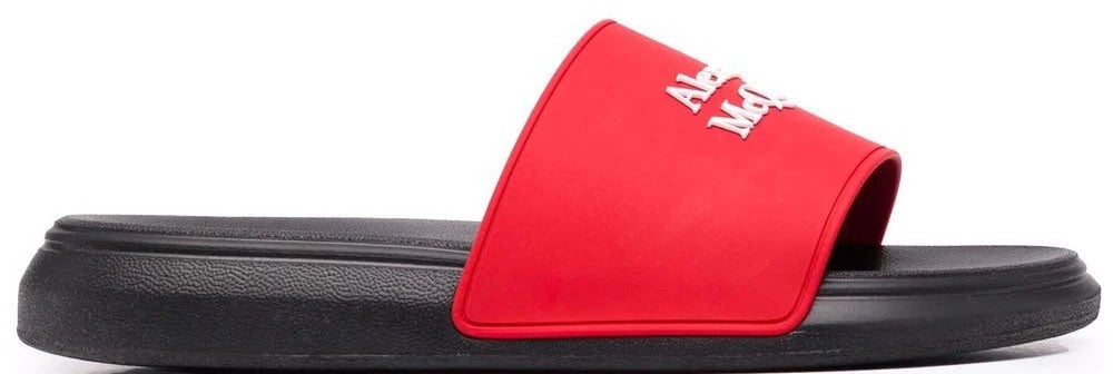 Alexander McQueen Logo Printed Slides Sandals Divers