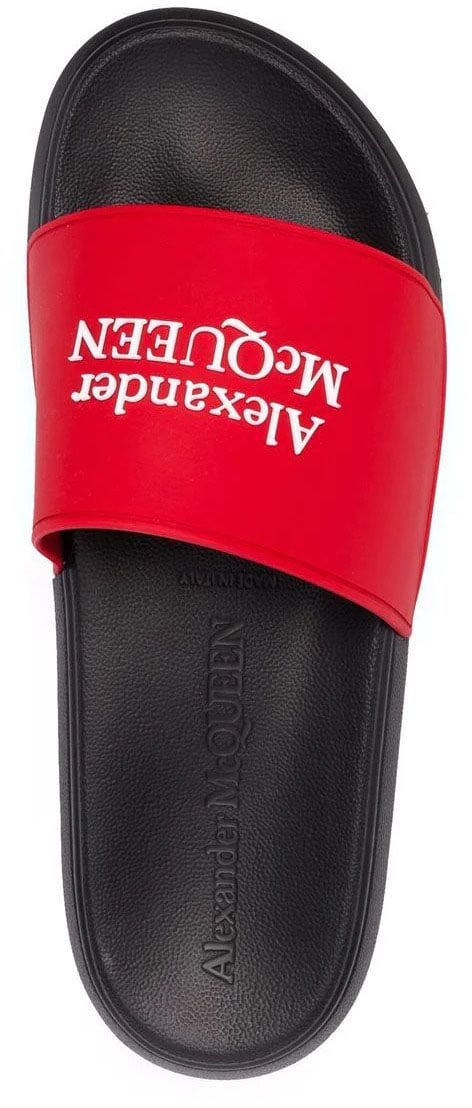 Alexander McQueen Logo Printed Slides Sandals Divers