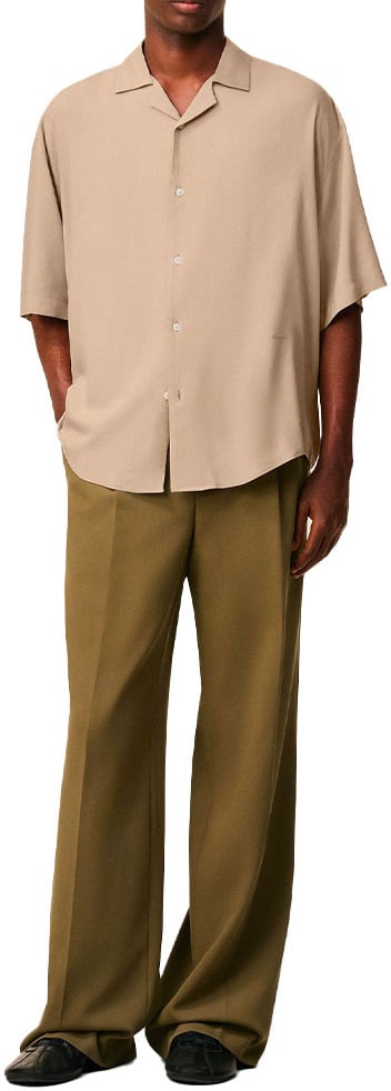 AMI Paris chemise manches courtes en viscose unie Beige