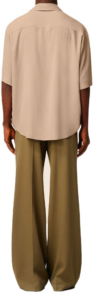 AMI Paris chemise manches courtes en viscose unie Beige