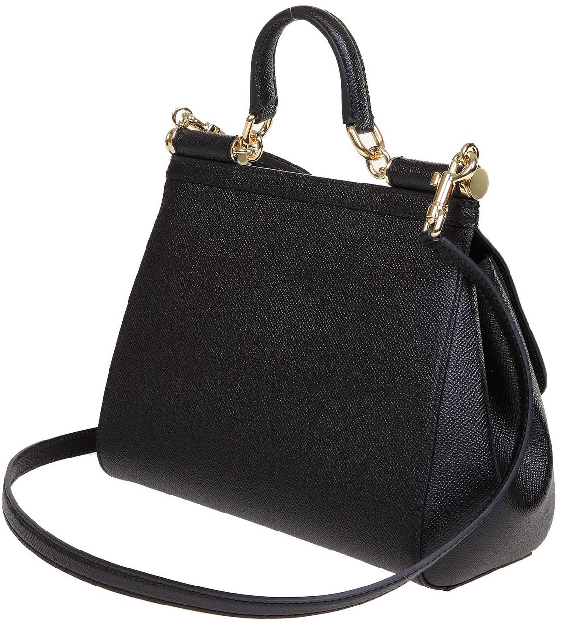 Dolce & Gabbana Dolce & gabbana medium sicily bag in dauphine leather color black Zwart