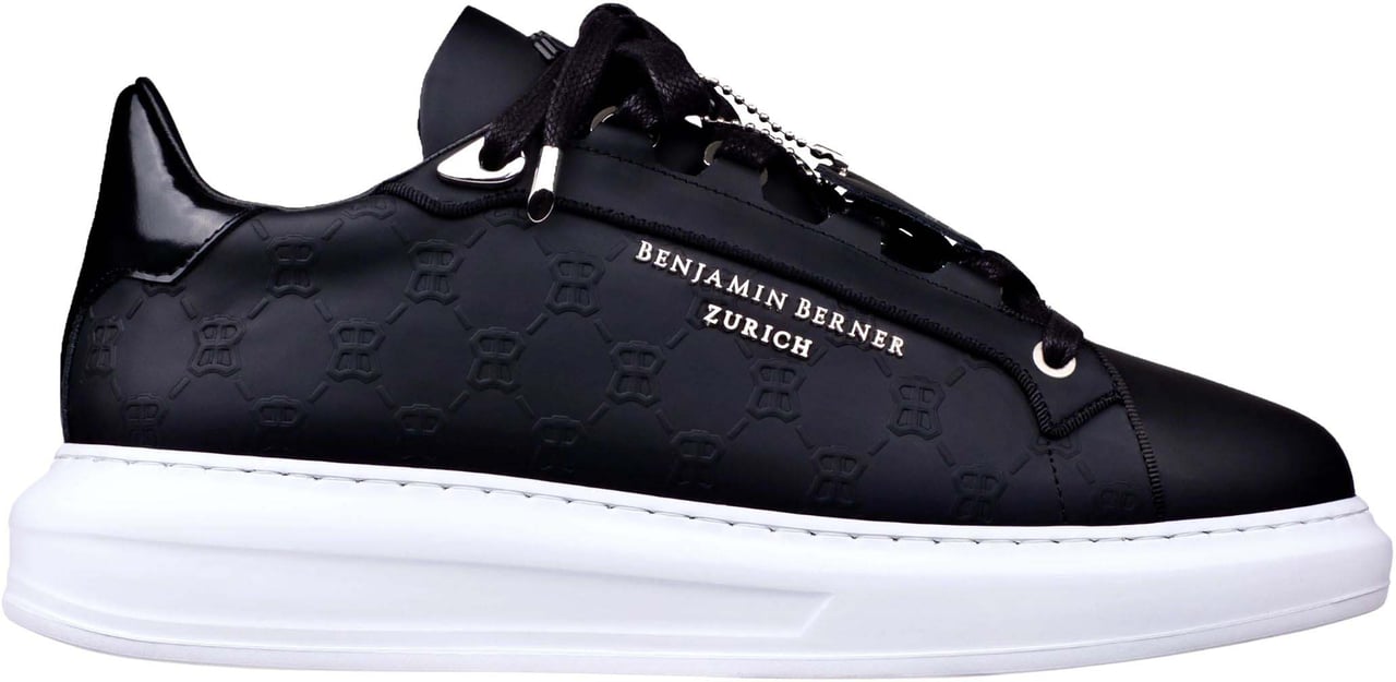 Benjamin Berner Benjamin Berner Monogram Embossed Sneakers Zwart Bnj20190843 Zwart