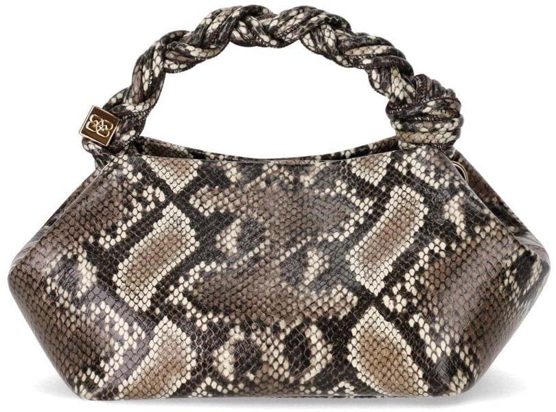 Ganni GANNI BOU HANDBAG WITH PYTHON PRINT Groen