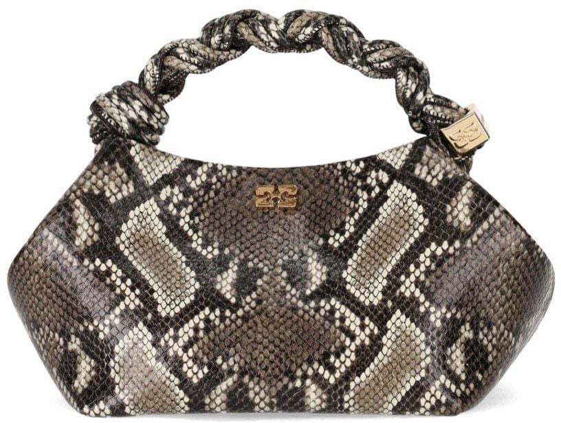 Ganni GANNI BOU HANDBAG WITH PYTHON PRINT Groen