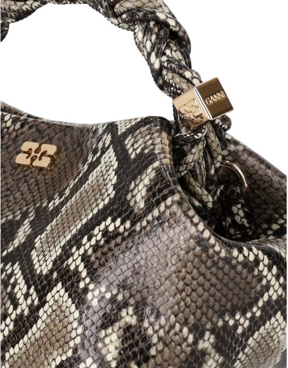 Ganni GANNI BOU HANDBAG WITH PYTHON PRINT Groen
