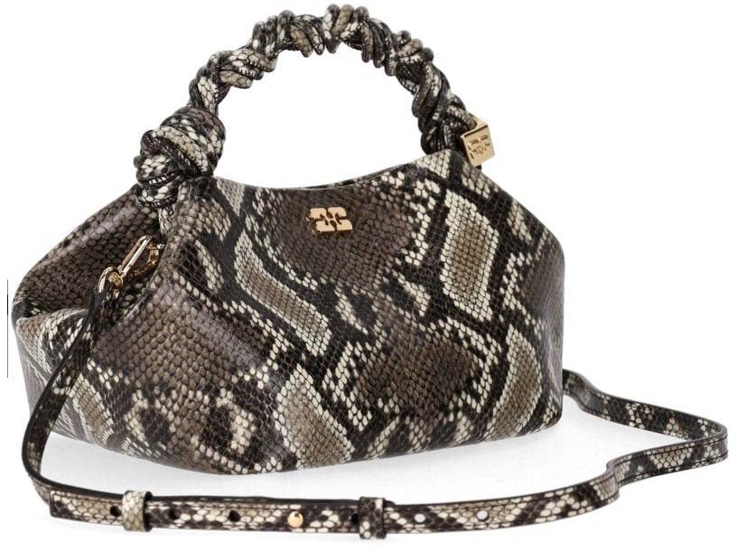 Ganni GANNI BOU HANDBAG WITH PYTHON PRINT Groen