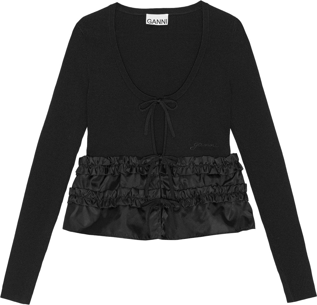 Ganni blouse top black Zwart