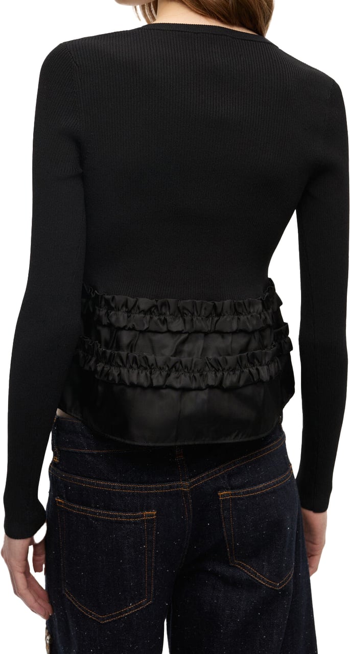Ganni blouse top black Zwart