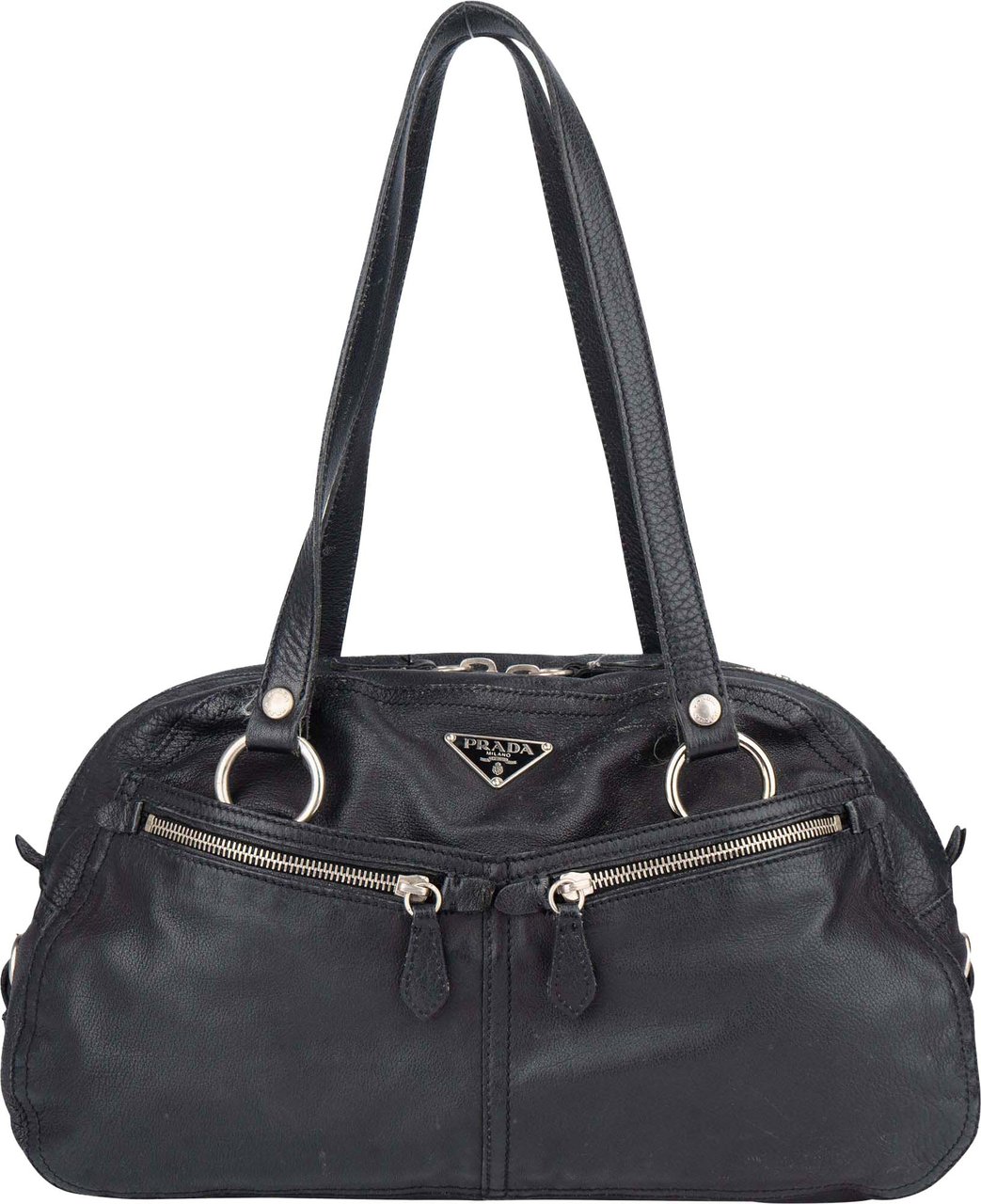 Prada Prada Leather Twin Pocket Triangle Shoulder Bag Divers
