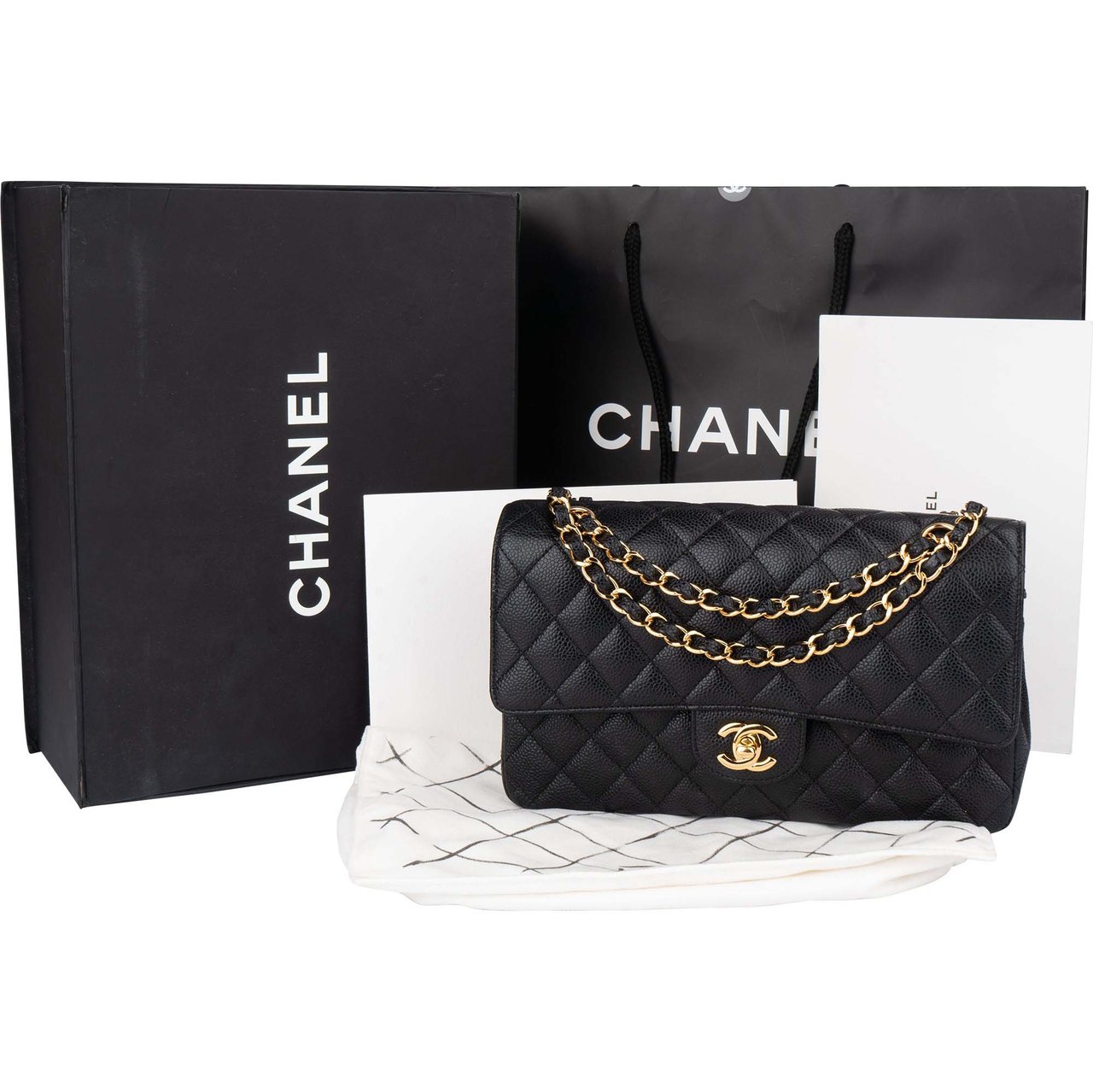 Chanel Chanel Quilted Caviar Leather Medium Double Flap Crossbody Bag Divers