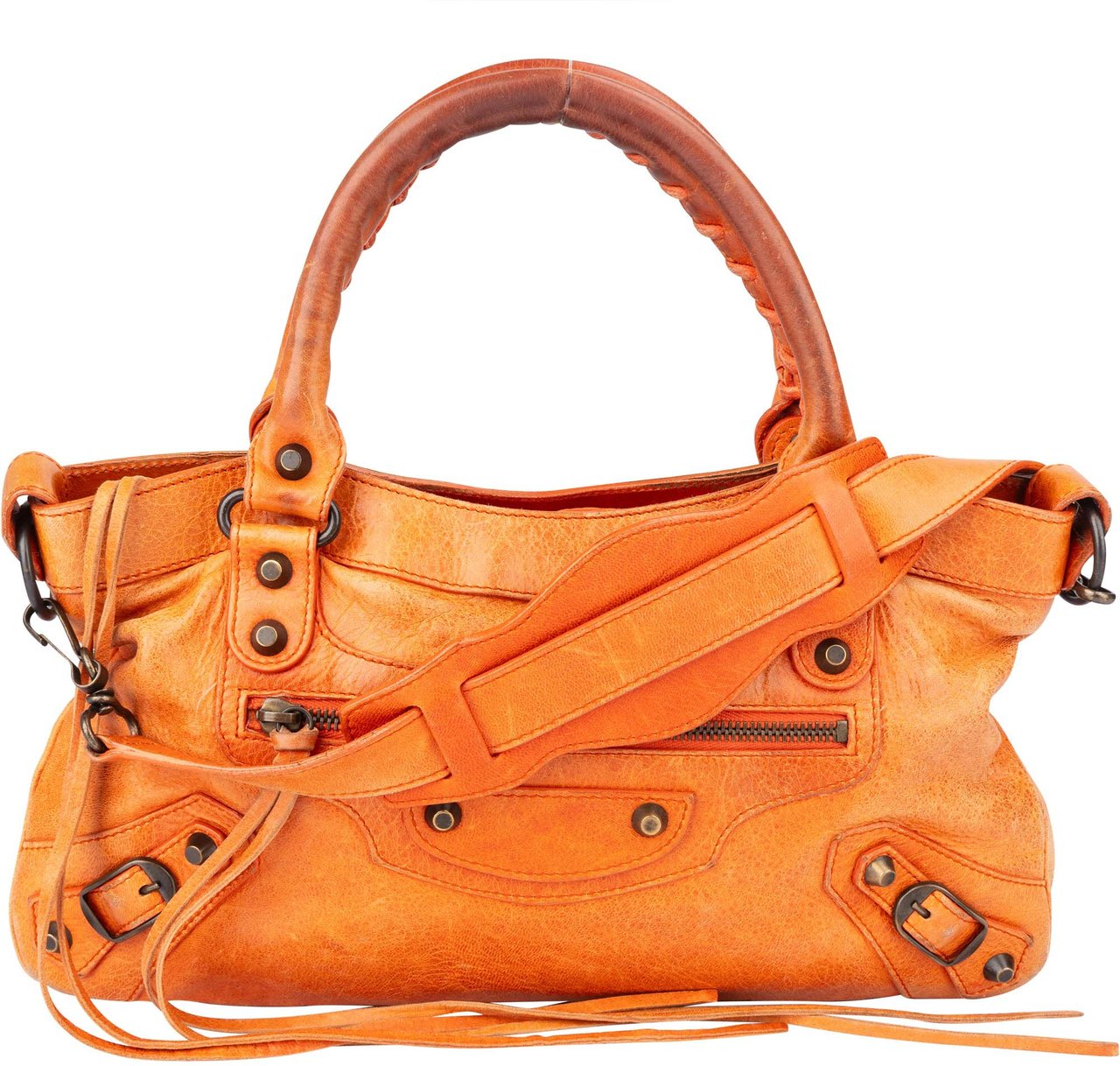 Balenciaga Balenciaga Orange Leather First City Handbag Oranje