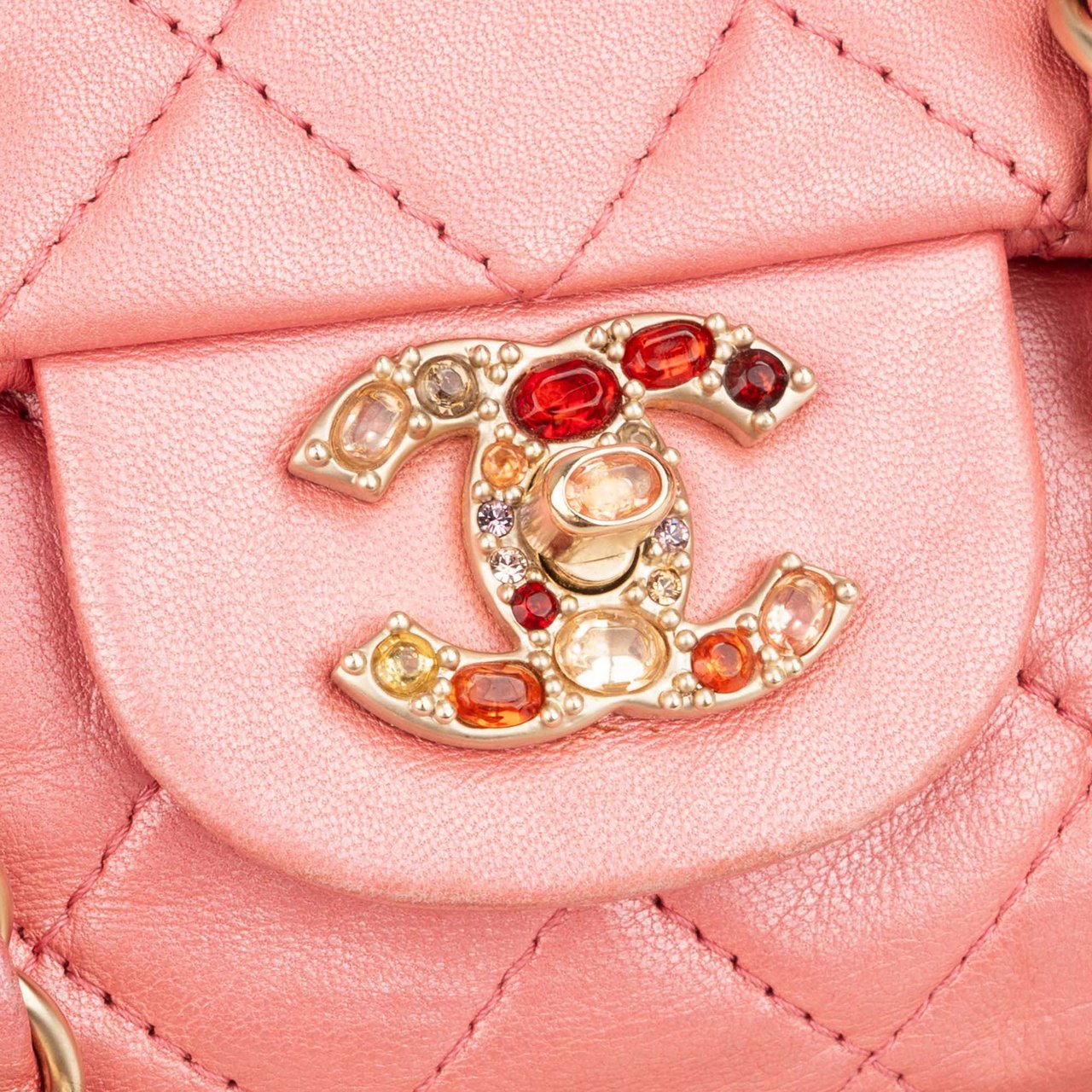 Chanel Chanel Quilted Lambskin Crystal CC Single Flap Shoulder Bag Divers