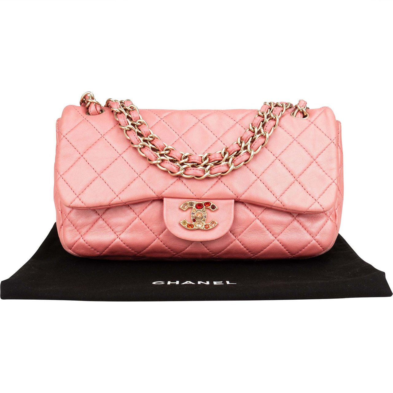 Chanel Chanel Quilted Lambskin Crystal CC Single Flap Shoulder Bag Divers