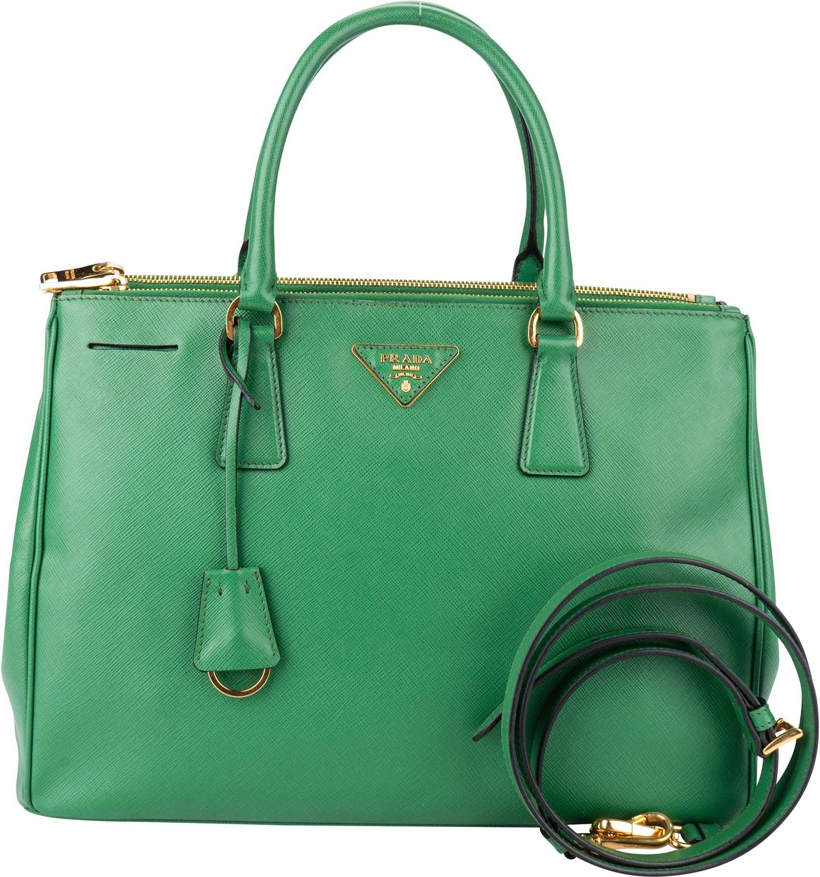Prada Prada Green Saffiano Leather Galleria Handbag Divers