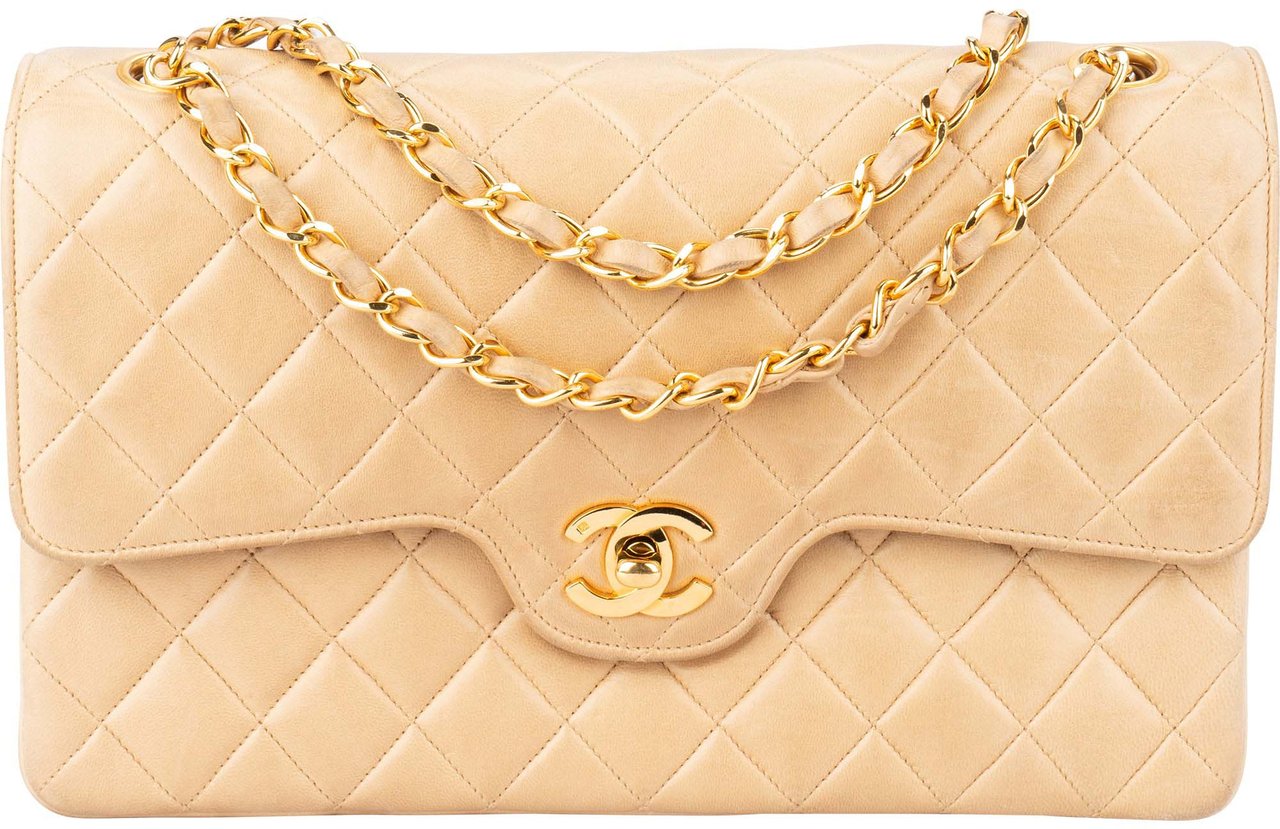 Chanel Chanel Quilted Lambskin 24K Gold Medium Double Flap Crossbody Bag Divers