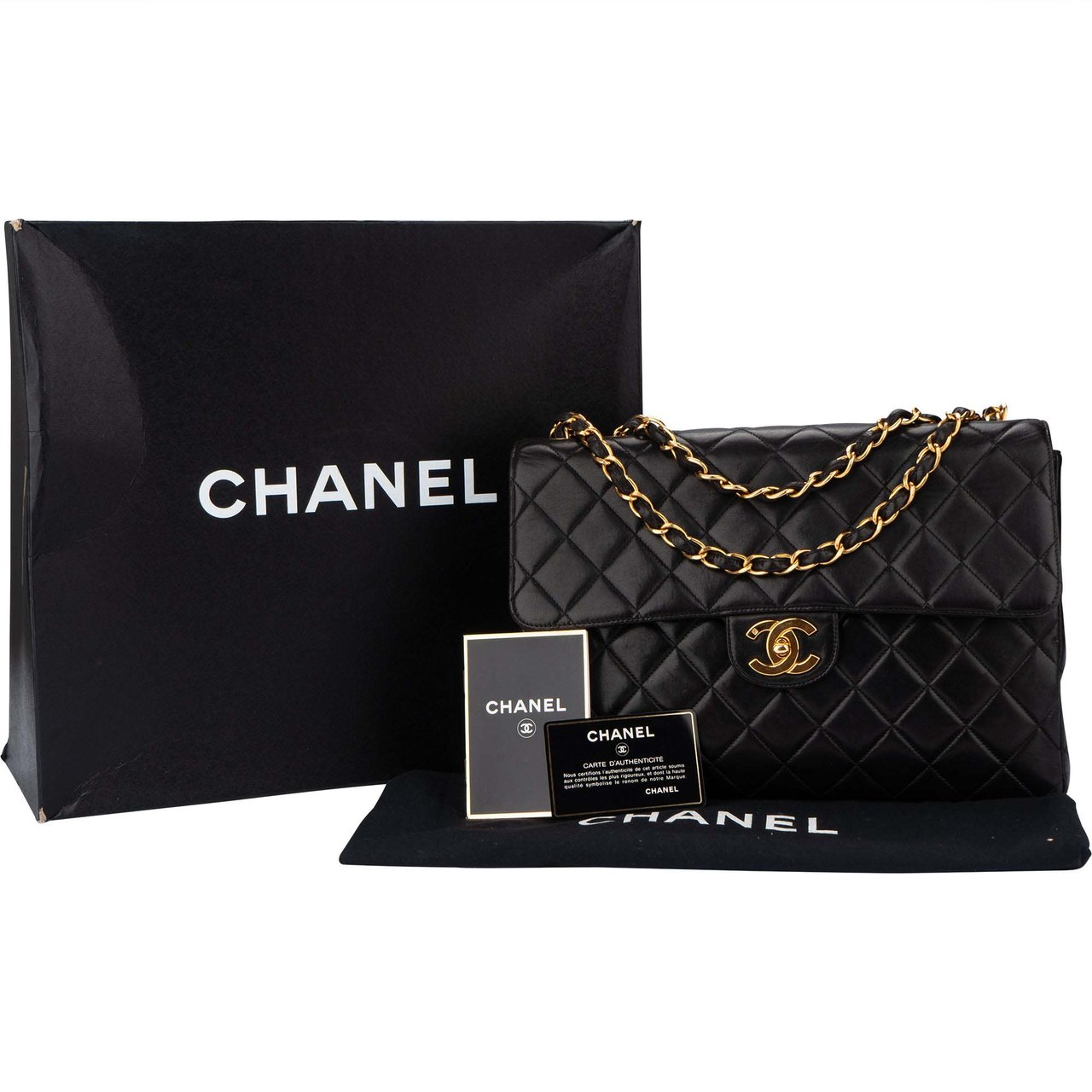 Chanel Chanel Quilted Lambskin 24K Gold Jumbo Single Flap Crossbody Bag Divers