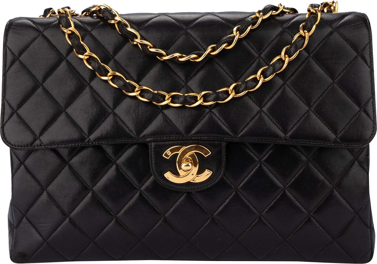 Chanel Chanel Quilted Lambskin 24K Gold Jumbo Single Flap Crossbody Bag Divers