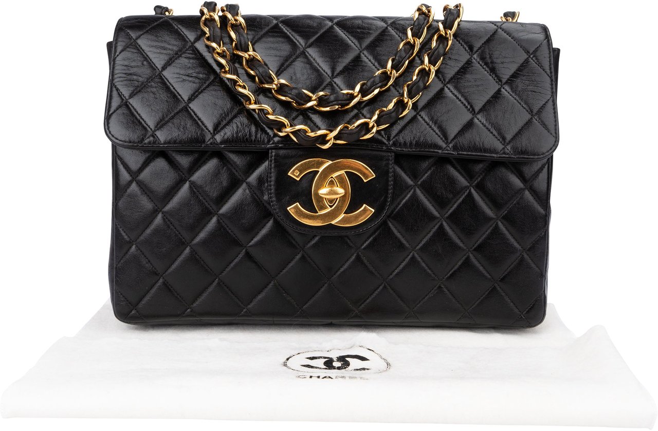 Chanel Chanel Quilted Lambskin 24K Gold Jumbo Single Flap Crossbody Bag Divers