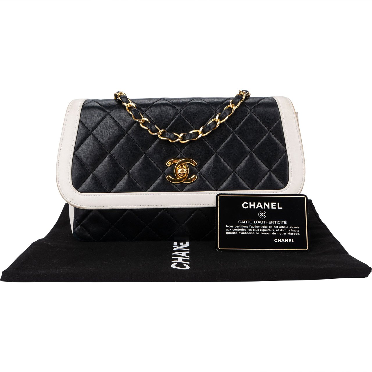 Chanel Chanel Quilted Bicolor Lambskin 24K Gold Single Flap Crossbody Bag Divers