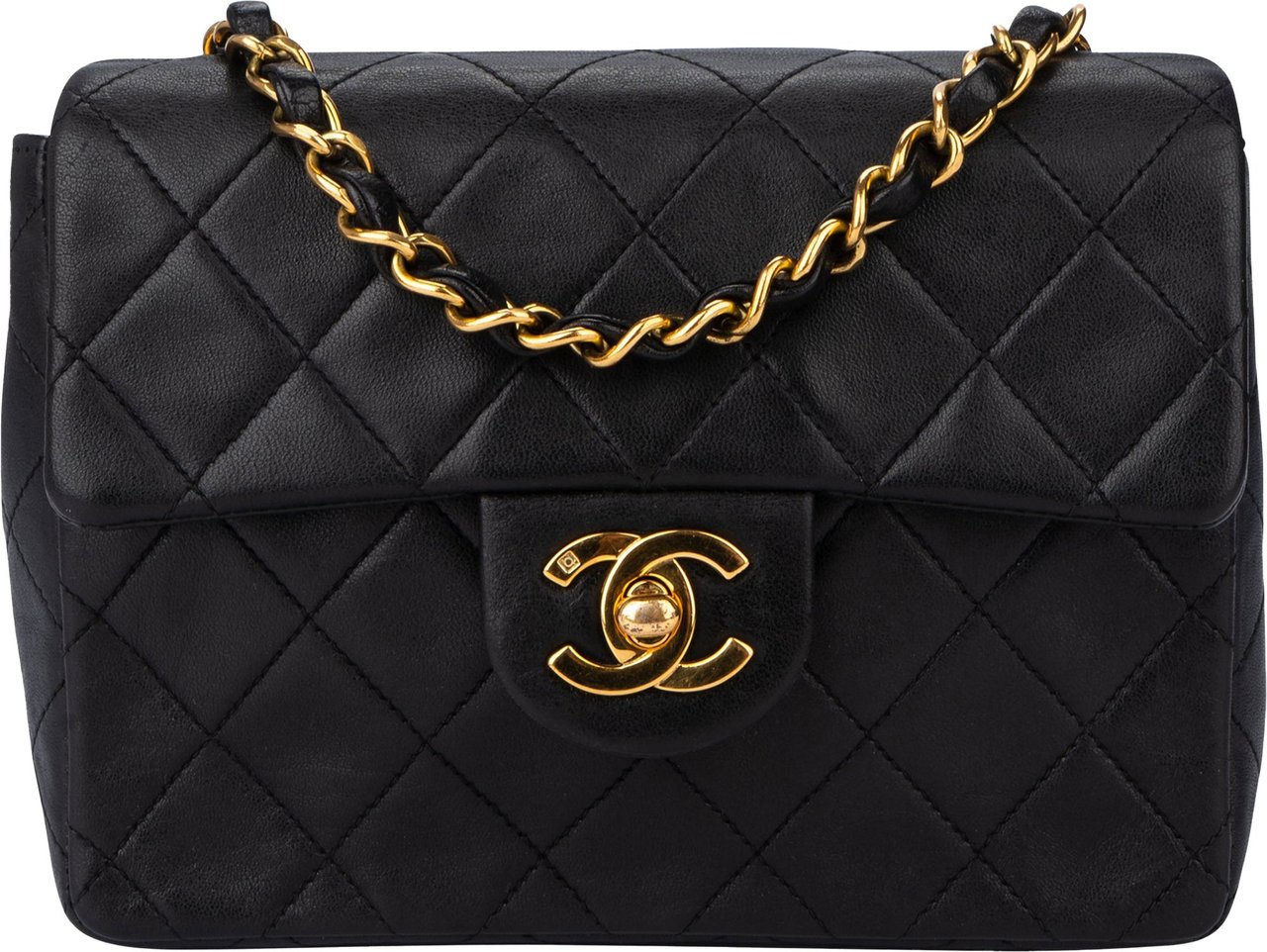 Chanel Chanel Quilted Lambskin 24K Gold Mini Square Single Flap Crossbody Bag Divers
