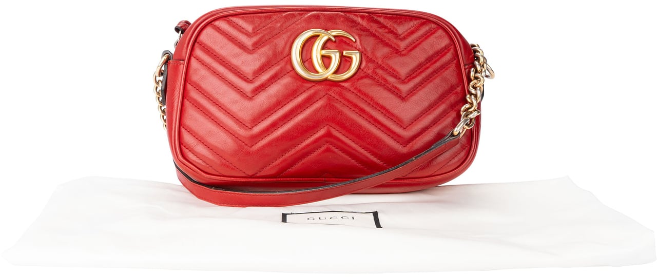 Gucci Gucci Rosso Leather Marmont Crossbody Bag Divers