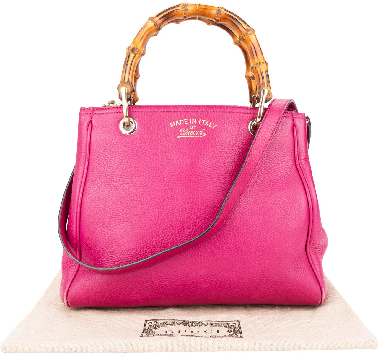 Gucci Gucci Pink Leather Bamboo Handbag Roze