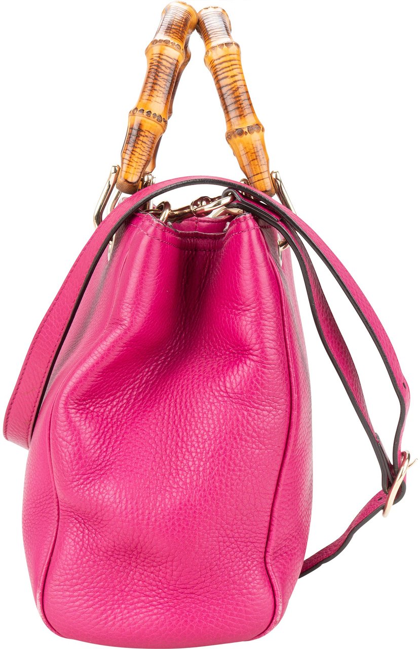 Gucci Gucci Pink Leather Bamboo Handbag Roze