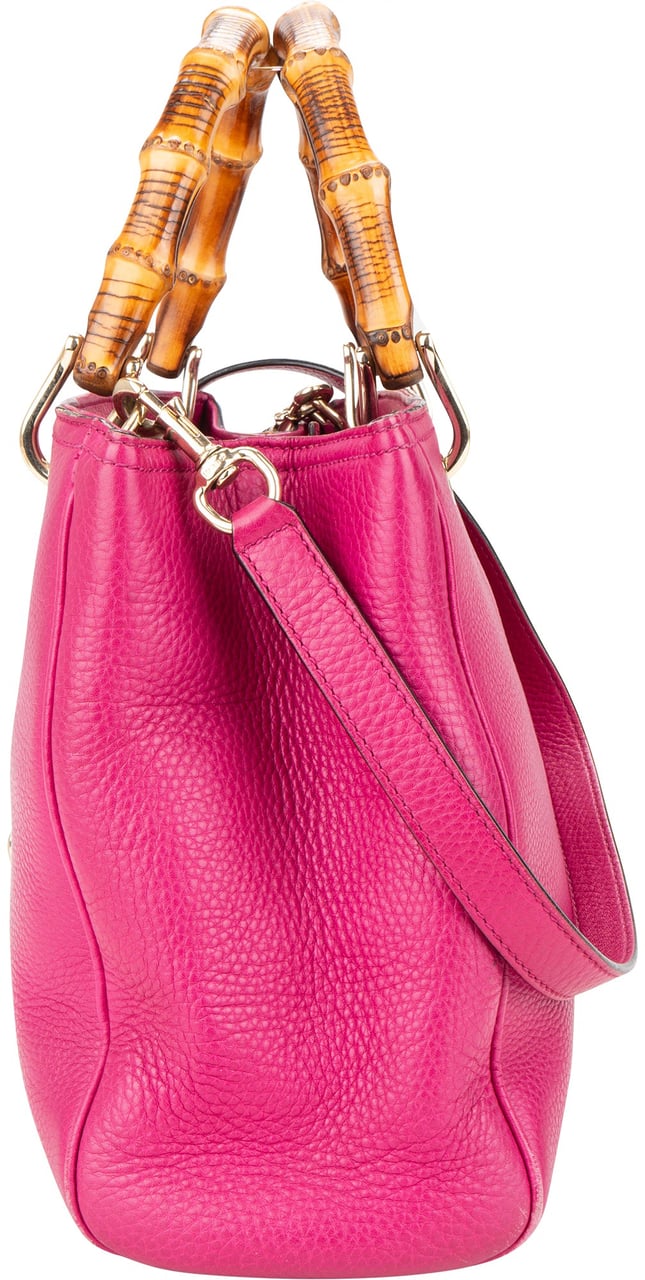 Gucci Gucci Pink Leather Bamboo Handbag Roze