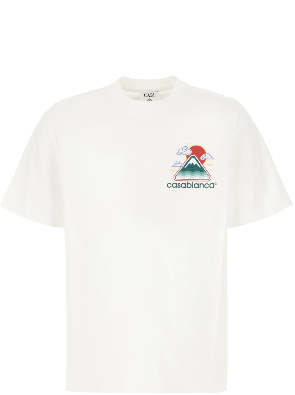 Casablanca Heren Montagne Ondulée T-Shirt Wit Wit