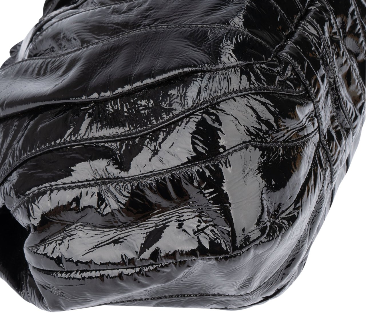 Prada Prada Black Patent Leather Manici Handbag Zwart