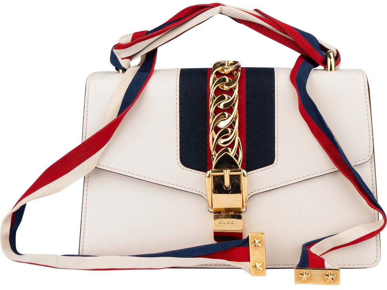Gucci Gucci White Leather Sylvie Handbag Wit